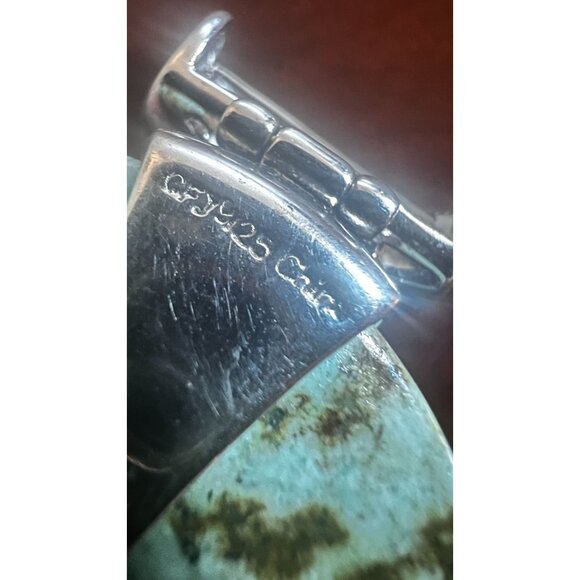 Turquoise Sterling Silver Pendant .925 CFJ Filigree Bail Swirl artisan pendant - Picture 8 of 8